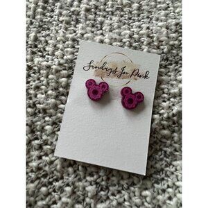 MICKEY Ear Pink Donut Stud Park Earrings NEW